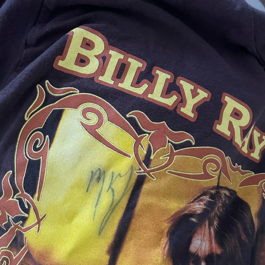 Billy Ray Cyrus Tour 2007 Autographed Graphic Band Tee Signed Brown Size Small